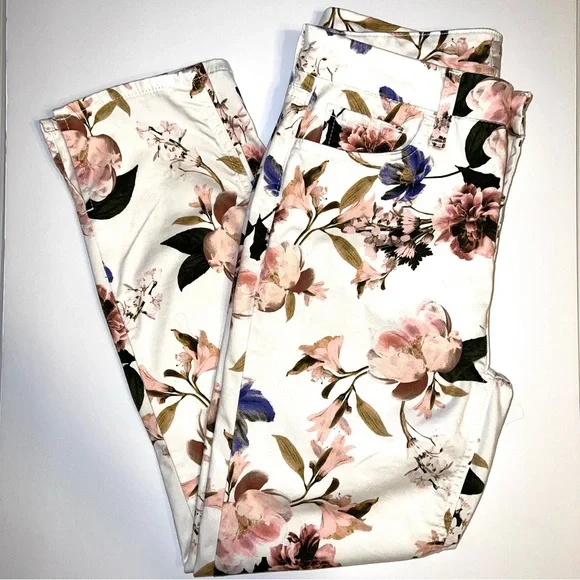 JEN7 by Seven For All Mankind Floral Cropped Skinny Jeans Sz 6 - Picture 11 of 12